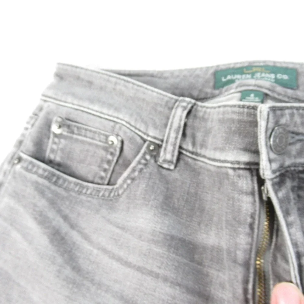 LRL Lauren Jeans Heritage Jeans Women 6 Gray Zip Mid Rise Stretch Straight 29x30